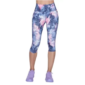 Skechers Go Walk High Waisted Summer Rose Capri Leggins CP1-NVHP, Damskie, Wielokolorowe, leginsy, nylon, rozmiar: S