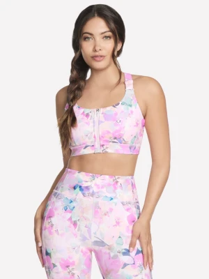 Skechers GO WALK Seascape Floral Zip Front Bra - Koralowy/Wielokolorowy