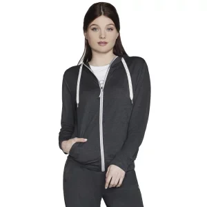 Skechers Godri Swift Full Zip Hoodie JA69-BKCC, Damskie, Szare, bluzy, poliester, rozmiar: XS