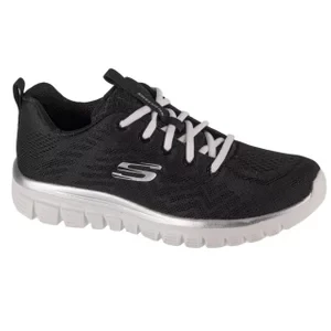 Skechers Graceful - Get Connected 12615-BKW, Damskie, Czarne, buty sneakers, przewiewna siateczka, rozmiar: 36