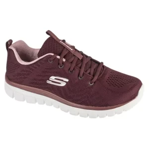 Skechers Graceful - Get Connected 12615-WINE, Damskie, Bordowe, buty sneakers, przewiewna siateczka, rozmiar: 36,5