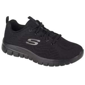 Skechers Graceful - Get Connected 12615W-BBK, Damskie, Czarne, buty sneakers, przewiewna siateczka, rozmiar: 36