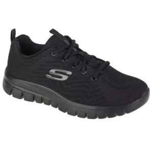 Skechers Graceful - Get Connected 12615W-BBK, Damskie, Czarne, buty sneakers, przewiewna siateczka, rozmiar: 36