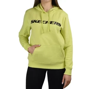 Skechers Heritage Hoodie WHD65-LIME, Damskie, Zielone, bluzy, bawełna, rozmiar: L