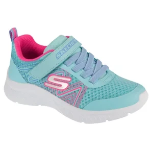 Skechers Microspec Plus - Swirl Sweet 303535L-AQPK, Dla dziewczynki, Niebieskie, buty sneakers, syntetyk, rozmiar: 29