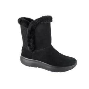 Skechers On-The-GO Encore - Snow Flurry 144870-BBK, Damskie, Czarne, buty zimowe, skóra zamszowa, rozmiar: 36