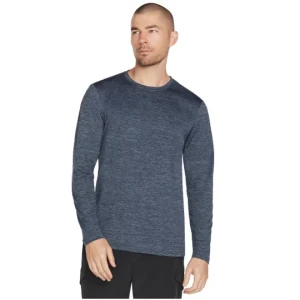Skechers On the Road Long Sleeve M3LT157-BLGY, Męskie, Niebieskie, longsleevy, poliester, rozmiar: XL