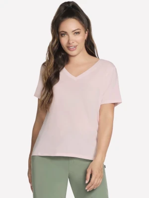 Skechers Pima V-Neck koszulka - Bialy/Rozowy