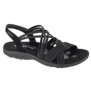 Skechers Reggae Slim - Sunnyside 163185-BBK, Damskie, Czarne, sandały, tkanina, rozmiar: 36