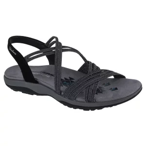 Skechers Reggae Slim - Turn It Up 163117-BLK, Damskie, Czarne, sandały, tkanina, rozmiar: 36