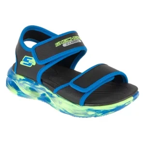 Skechers S-Lights: Sola Glow Sandal - Fusion Brights 407032L-BKBL, Dla chłopca, Czarne, sandały, tkanina, rozmiar: 28