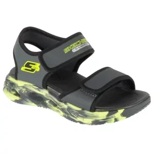 Skechers S-Lights: Sola Glow Sandal - Fusion Brights 407032L-CCBK, Dla chłopca, Szare, sandały, tkanina, rozmiar: 28