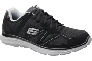 Skechers Satisfaction 58350-BKGY, Męskie, Czarne, buty sneakers, tkanina, rozmiar: 41