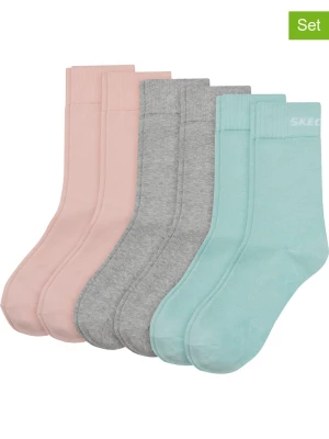 Zdjęcie produktu Skechers Skarpety sportowe (6 par) w kolorze jasnoróżowo-szaro-turkusowym rozmiar: 43-46