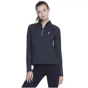 Skechers Skech-Knits Ultra Go 1/4 Zip LT4-BKCC, Damskie, Czarne, bluzy, poliester, rozmiar: L