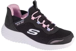 Skechers Slip-Ins: Bounder - Simple Cut 303585L-BLK, Dla dziewczynki, Czarne, buty sneakers, tkanina, rozmiar: 27