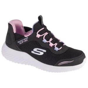 Skechers Slip-Ins: Bounder - Simple Cut 303585L-BLK, Dla dziewczynki, Czarne, buty sneakers, tkanina, rozmiar: 28