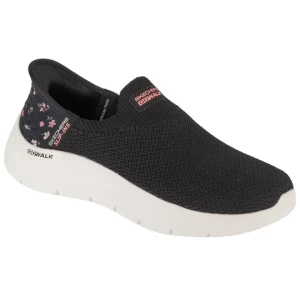 Skechers Slip-Ins: GO WALK Flex - Sunset Rose 124822-BKPK, Damskie, Czarne, buty sneakers, tkanina, rozmiar: 37
