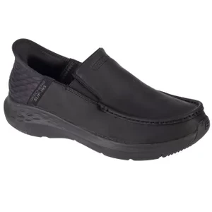 Skechers Slip-Ins Parson - Oswin 204866-BBK, Męskie, Czarne, półbuty, skóra naturalna, rozmiar: 42,5