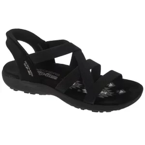 Skechers Slip-Ins: Reggae Slim - Stretch Flex 163460-BBK, Damskie, Czarne, sandały, tkanina, rozmiar: 36