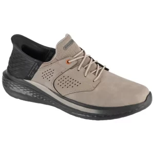 Skechers Slip-Ins: Slade - Macklin 210890-CMNT, Męskie, Szare, buty sneakers, skóra licowa, rozmiar: 44