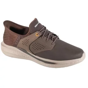 Skechers Slip-Ins: Slade - Macklin 210890-CHOC, Męskie, Brązowe, buty sneakers, skóra licowa, rozmiar: 41