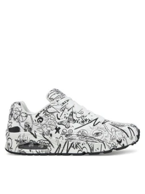 Skechers Sneakersy UNO Printed Lace-Up 183501/WBK Biały