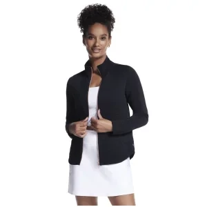 Skechers The Hoodless Hoodie GoWalk Shine Jacket JA78-BLK, Damskie, Czarne, bluzy, poliester, rozmiar: L