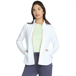 Skechers The Hoodless Hoodie GoWalk Shine Jacket JA78-WHT, Damskie, Białe, bluzy, poliester, rozmiar: L