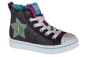 Skechers Twi-Lites Patch Cuties 20234L-BKMT, Dla dziewczynki, Szare, buty sneakers, tkanina, rozmiar: 27