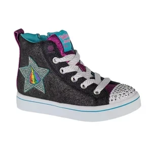 Skechers Twi-Lites Patch Cuties 20234L-BKMT, Dla dziewczynki, Szare, buty sneakers, tkanina, rozmiar: 27