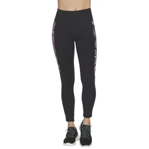 Skechers Ultraviolet High Waisted Full Length Legging WLG249-BKPR, Damskie, Czarne, leginsy, nylon, rozmiar: L