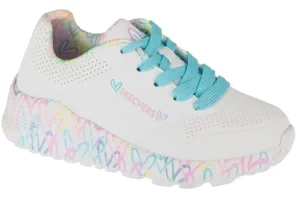 Skechers Uno Lite 314976L-WPTQ, Dla dziewczynki, Białe, buty sneakers, skóra syntetyczna, rozmiar: 39