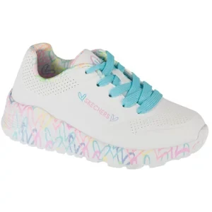 Skechers Uno Lite 314976L-WPTQ, Dla dziewczynki, Białe, buty sneakers, skóra syntetyczna, rozmiar: 28