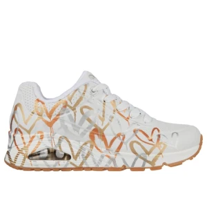 Skechers x JGoldcrown: UNO - Metallic Love - Bialy / Zloty