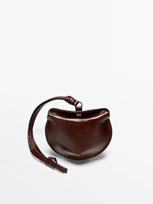 Składane Etui Na Słuchawki Airpods Ze Skóry Nappa - Popielaty Brąz - - Massimo Dutti - Kobieta