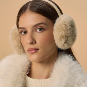 Składane nauszniki z imitacją futra kremowe House