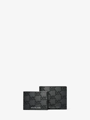 Składany portfel z klapką na dowód osobisty Hudson ze skóry z wytłoczonym logo Michael Kors CZARNY (Czarny)