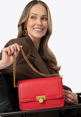 Skórzana crossbody z odpinanym łańcuszkiem czerwona Wittchen