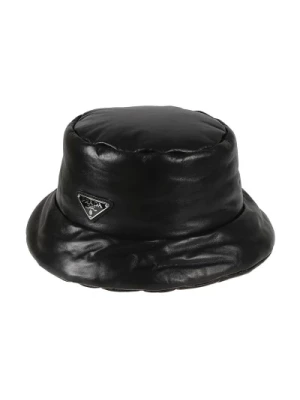 Skórzana czapka z logo dla kobiet Prada