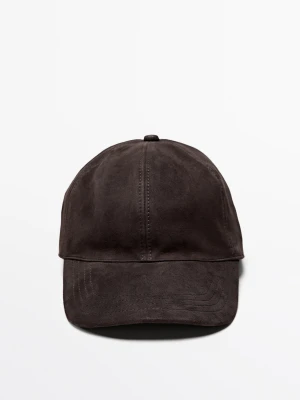 Skórzana Czapka Zamszowa - Brązowy - Massimo Dutti - Male