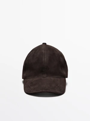 Skórzana Czapka Zamszowa - Brązowy - - Massimo Dutti - Mężczyzna