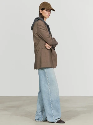 Skórzana Czapka Zamszowa - Opalony - Massimo Dutti - Female