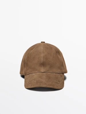 Skórzana Czapka Zamszowa - Szary Mysi - - Massimo Dutti - Mężczyzna