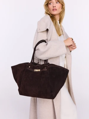 Skórzana czekoladowa torebka typu shopper TARANKO