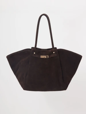 Skórzana czekoladowa torebka typu shopper Taranko