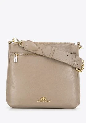 Skórzana damska crossbody z szerokim paskiem beżowa Wittchen