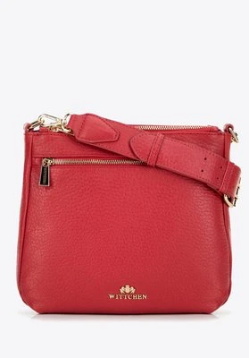 Skórzana damska crossbody z szerokim paskiem czerwona Wittchen