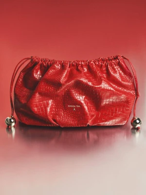 Skórzana kopertówka „Bubble Croco” Large PATRIZIA PEPE