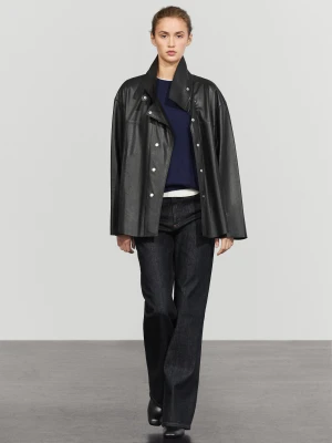 Skórzana Kurtka Z Ozdobnym Zapięciem - Czarny - Massimo Dutti - Female